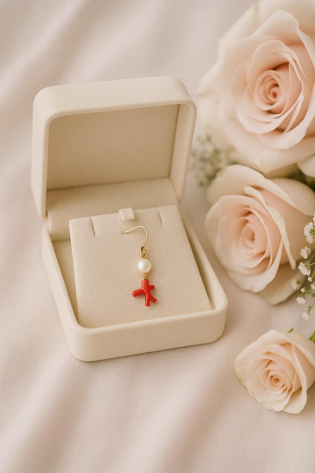Boucle d’oreille corail perle