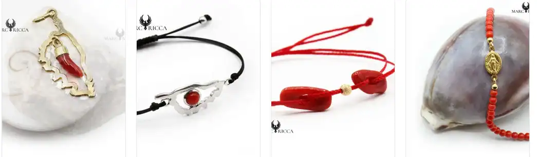 Bijouterie Ajaccio : bijoux corail rouge et or Marc Ricca avec écrin premium