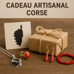 Coffret artisanal corse avec bijoux en corail et pendentif